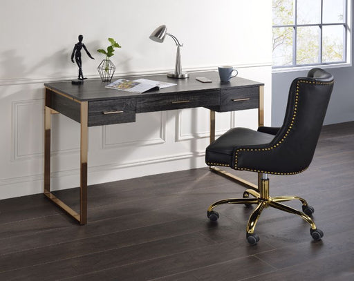 Perle - Writing Desk - Champagne Gold & Black Finish Unique Piece Furniture