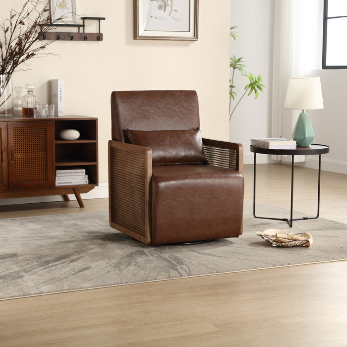 Coolmore Modern Comfortable Upholstered Accent Chair / PU Leather Chair For Living Room, Bedroom