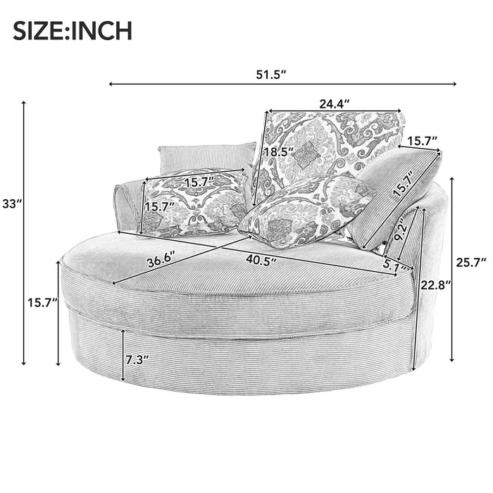 Swivel Accent Barrel Chair With 5 Movable Pillow 360 Degree Swivel Round Sofa Chair For Living Room, Bedroom, Hotel, Grey