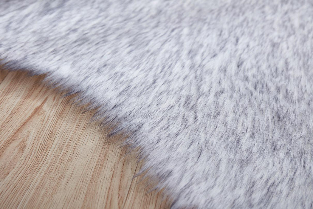 Luxury Decorative Hand Tufted Faux Fur Sheepskin Area Rug - Dark Gray