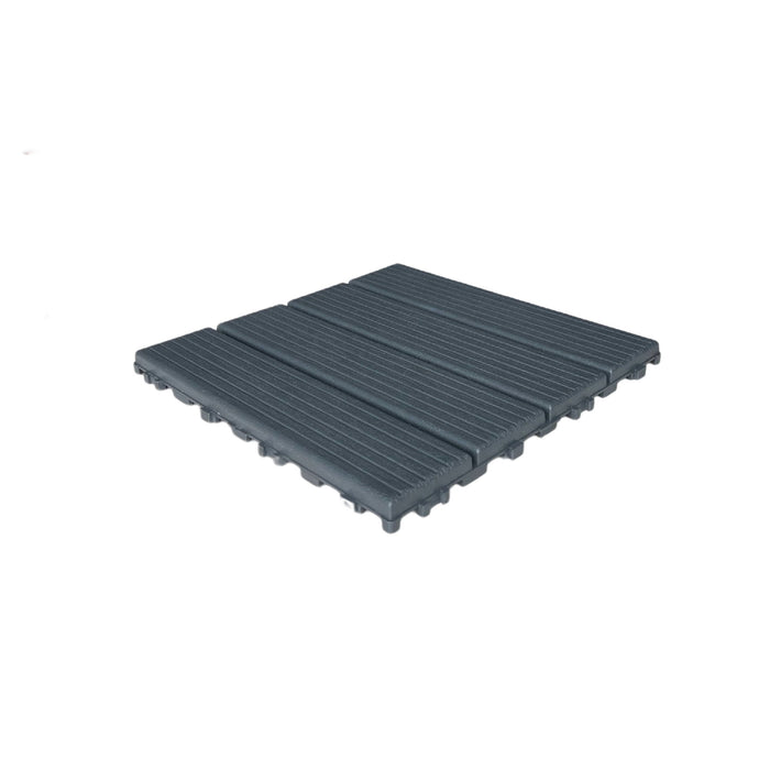Plastic Interlocking Deck Tiles, 44 Pack Patio Deck Tiles, 11.8"X11.8" Square Waterproof Outdoor All Weather Use, Patio Decking Tiles For Poolside Balcony Backyard (44 Pack Staight Groove) - Dark Gray