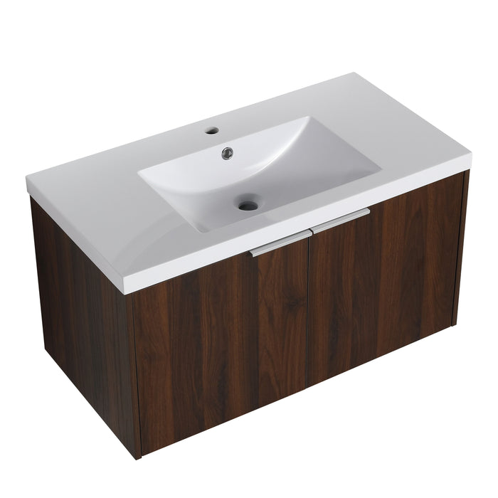 Modern Design 36" Float Mounting Bathroom Vanity With Sink Soft Close Door, 2 Doors - 00636Caw, KD-Packing