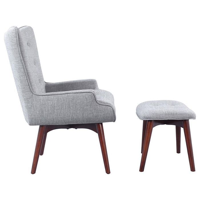 Willow - Upholstered Accent Chair With Ottoman - Gray And Brown Unique Piece Furniture