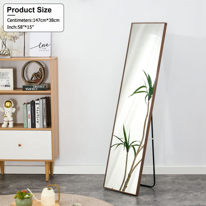 Brown Solid Wood Frame Full-Lengt Height Mirror, Dressing Mirror, Bedroom Home Porch, Decorative Mirror, Floor Mounted Large Mirror