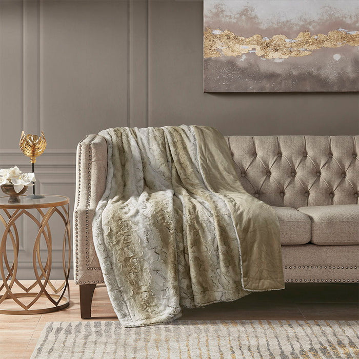 Oversized Faux Fur Throw - Sand