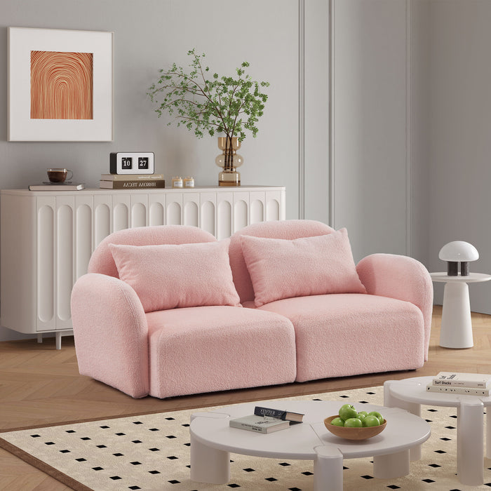 Living Room Furniture Lazy Sofa Loveseat Teddy Fabric Pink