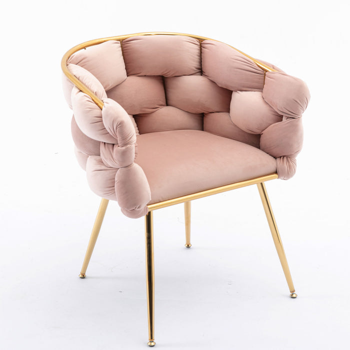 Luxury Modern Simple Leisure Velvet Single Sofa Chair Bedroom Lazy Person Household Dresser Stool Manicure Table Back Chair Pink