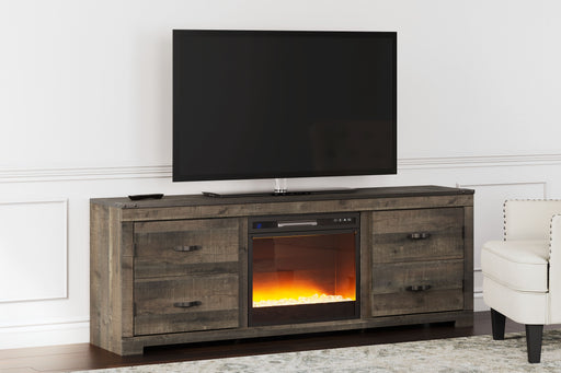 Trinell - Brown - 72" TV Stand With Fireplace Insert Glass/Stone Unique Piece Furniture