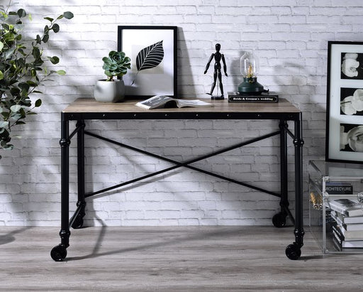 Oklarth - Writing Desk - Rustic Oak & Black Finish Unique Piece Furniture