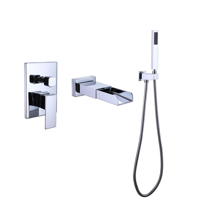 Trustmade Pressure Balance Waterfall Single Handle Wall Mount Tub Faucet With Hand Shower - Chrome