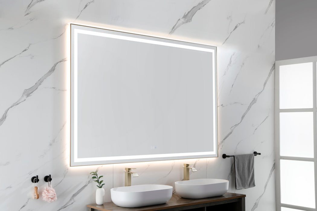 Oversized Rectangular Black Framed LED Mirror Anti - Fog Dimmable Wall Mount Bathroom Vanity Mirror Hd Wall Mirror Kit For Gym And Dance Studio