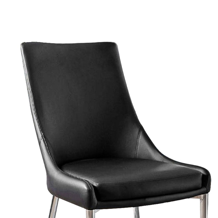 (Set of 2) Leatherette Dining Chairs In Sliver And Black