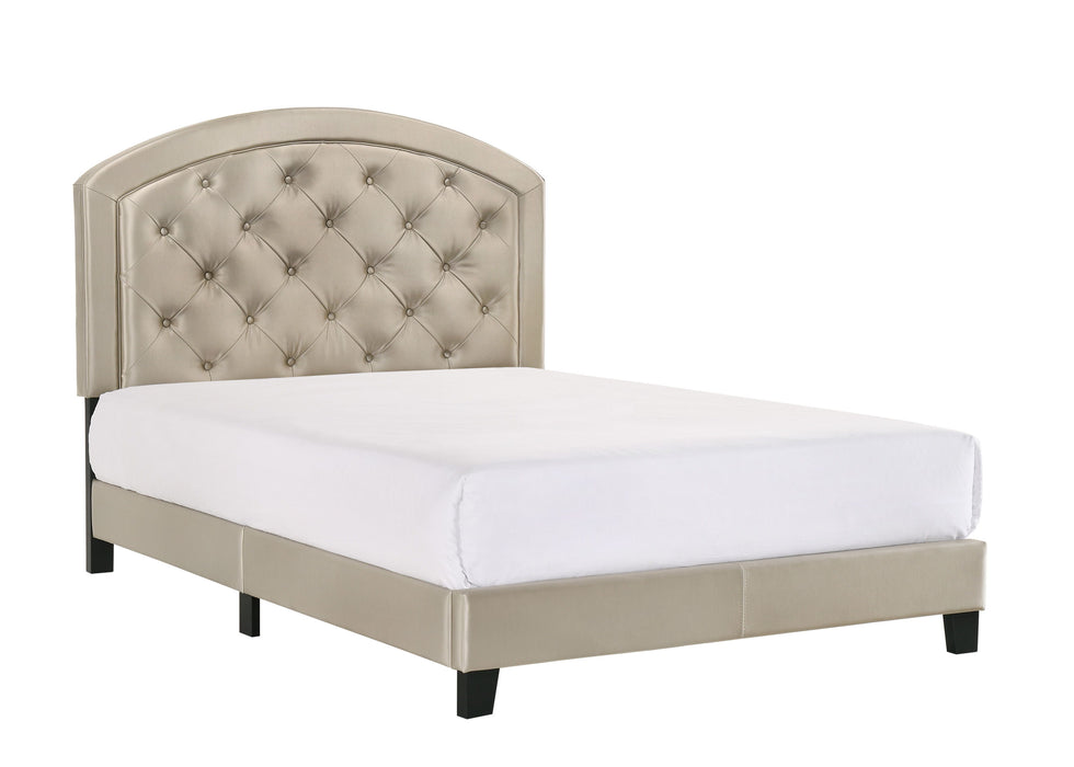 Full Upholstered Platform Bed With Adjustable Headboard 1 Piece Full Size Bed Gold Fabric