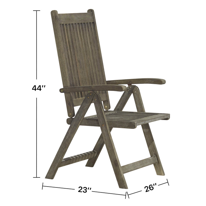 Renaissance Outdoor Patio Hand Scraped Wood 5 Position Reclining Chair