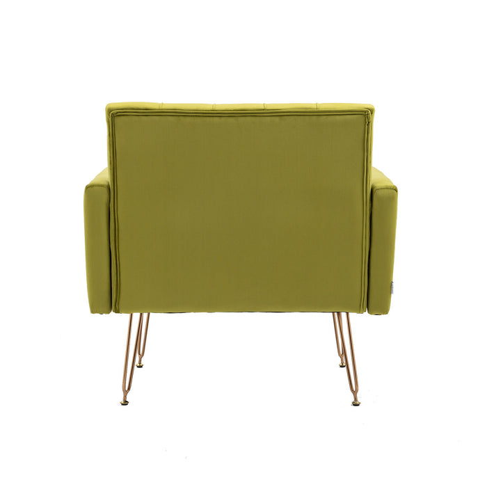Coolmore Accent Chair, Leisure Single Sofa With Rose Golden Feet - Olive Green