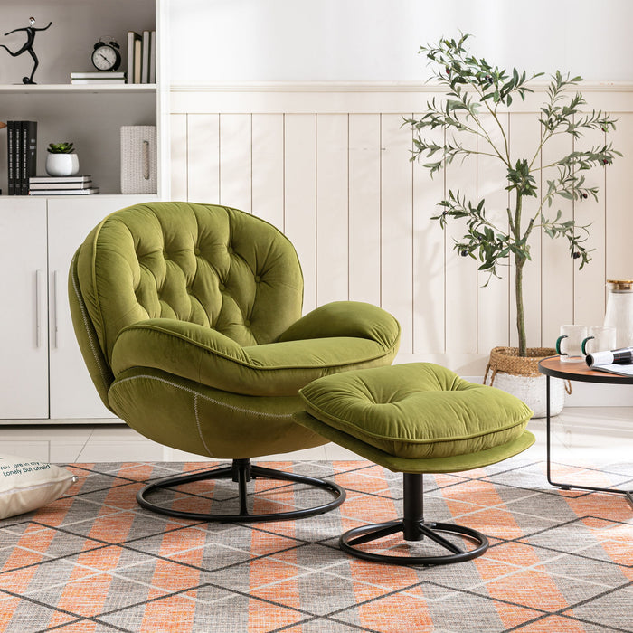 Accent Chair TV Chair Living Room Chair With Ottoman - Fruit Green