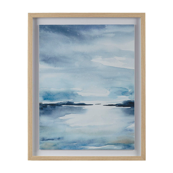 Framed Glass And Single Matted Abstract Landscape Coastal Wall Art