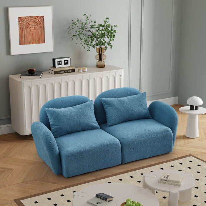 Living Room Furniture Lazy Sofa Loveseat Teddy Fabric Blue