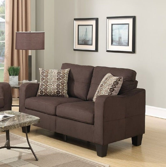 Living Room Furniture 2 Pieces Sofa Set Chocolate Polyfiber Sofa And Loveseat Pillows Cushion Couch
