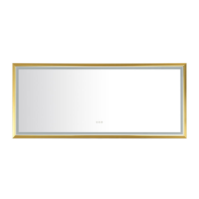 88" W X 38" H Oversized Rectangular Black Framed LED Mirror Anti-Fog Dimmable Wall Mount Bathroom Vanity Mirror Hd Wall Mirror Kit For Gym And Dance Studio 38 X 88"
