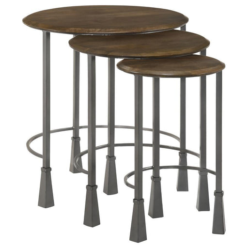 Deja - 3 Piece Round Nesting Table - Natural And Gunmetal Unique Piece Furniture