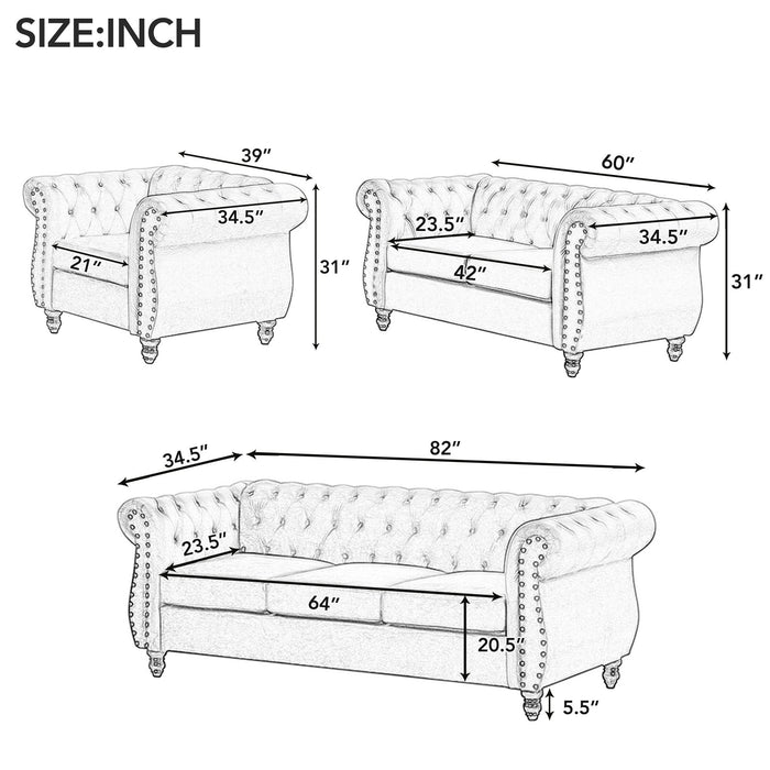 60" Modern Sofa Dutch Plush Upholstered Sofa, Solid Wood Legs, Buttoned Tufted Backrest, Blue