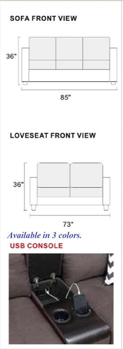 2Pcs Sofa Set Living Room Furniture Blue Gray Plush Polyfiber Sofa Loveseat Console Pillows Couch