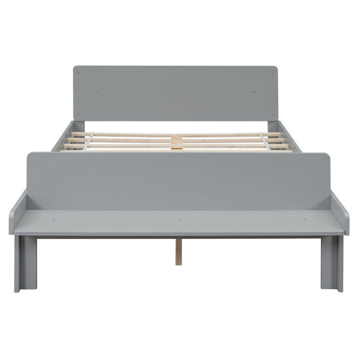 Full Bed With Footboard Bench, Gray