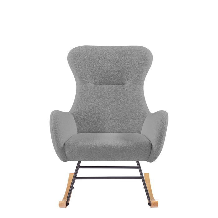 Gray Teddy Fabric Rocking Chair