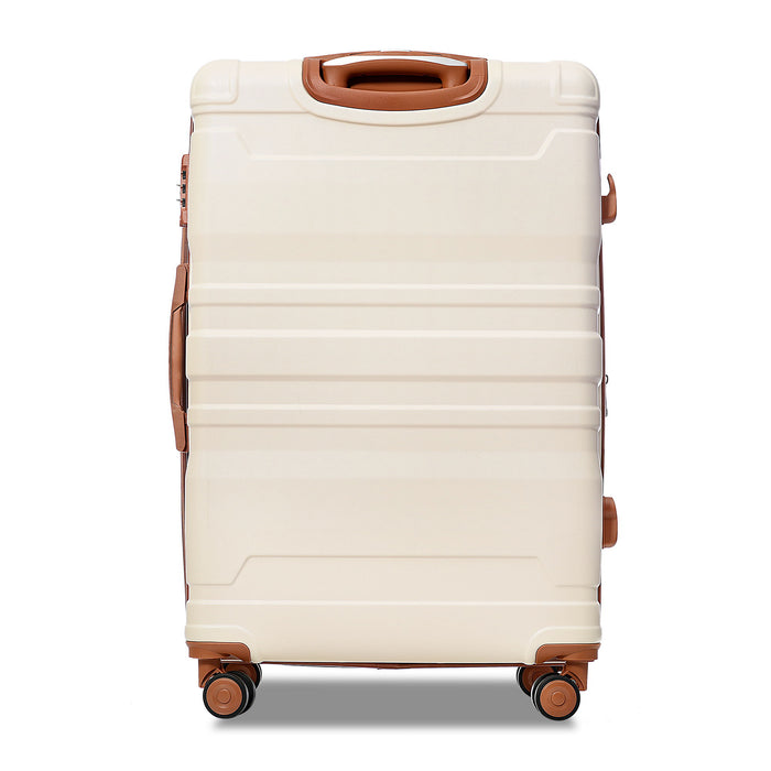 Luggage Sets New Model Expandable Abs Hardshell 3 Pieces Clearance Luggage Hardside Lightweight Durable Suitcase Sets Spinner Wheels Suitcase With Tsa Lock 20''24''28'' (Beige And Brown)