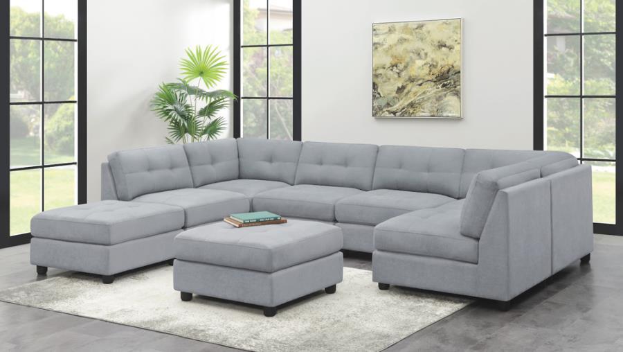 Claude - 7 Piece Upholstered Modular Tufted Sectional - Dove Unique Piece Furniture