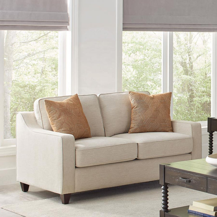 Christine - Upholstered Cushion Back Loveseat - Beige Unique Piece Furniture
