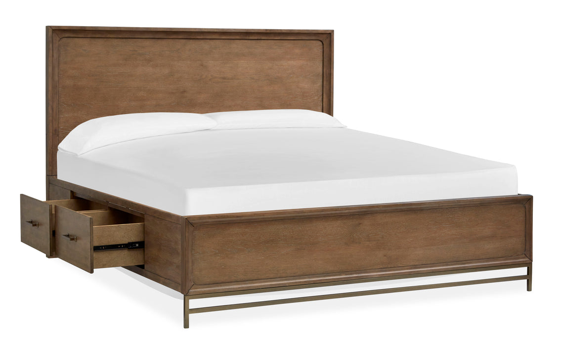 Lindon - Complete Panel Bed With Storage Rails - Belgian Wheat