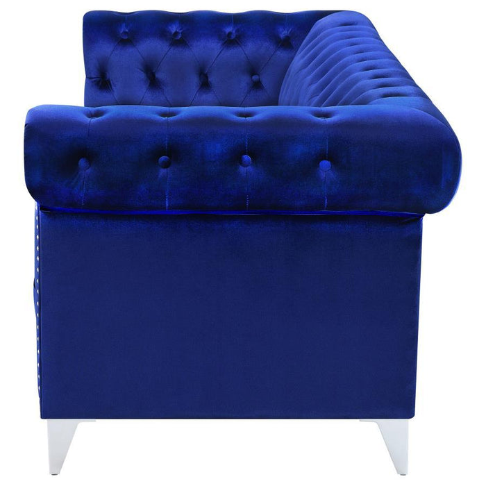 Bleker - Tufted Tuxedo Arm Sofa - Blue Unique Piece Furniture