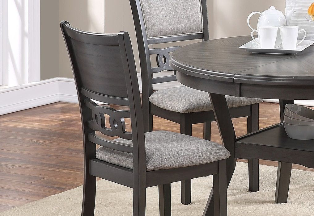 Dining Room Furniture Gray Finish (Set of 2) Side Chairs Cushion Seats Unique Back Kitchen Breakfast Chairs