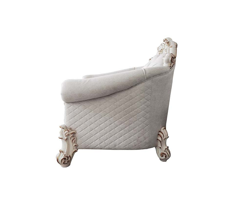 Vendom II - Chair - Two Tone Ivory Fabric & Antique Pearl Finish Unique Piece Furniture