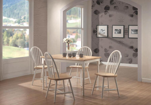 Taffee - 5 Piece Rectangular Dining Table - Natural Brown And White Unique Piece Furniture