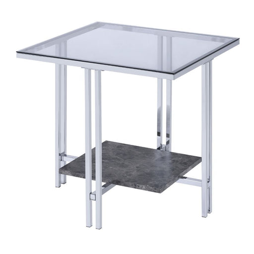 Liddell - End Table - Chrome & Glass Unique Piece Furniture