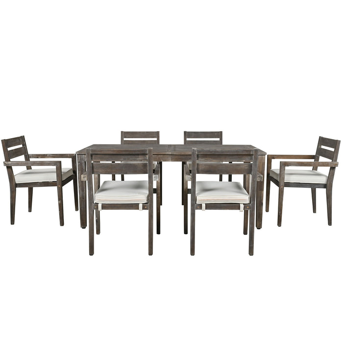 U_Style Acacia Wood Outdoor Dining Table And Chairs Suitable For Patio, Balcony Or Backyard - Gray