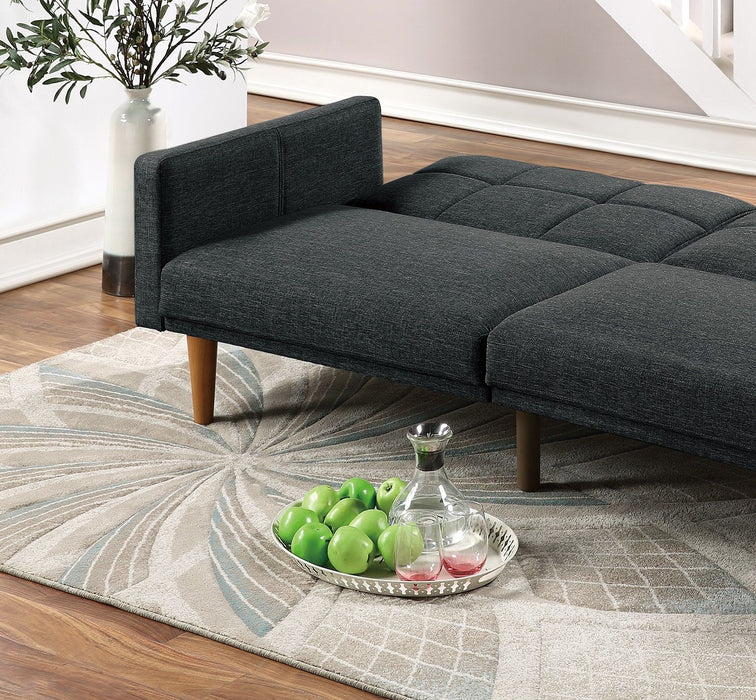 Transitional Look Living Room Sofa Couch Convertible Bed Black Polyfiber 1 Piece Tufted Sofa Cushion Wooden Legs