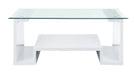 Nevaeh - Coffee Table - Clear Glass & White High Gloss Finish Unique Piece Furniture