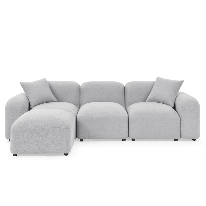 L - Shape Modular Sectional Sofa, Diy Combination, Teddy Fabric, Grey