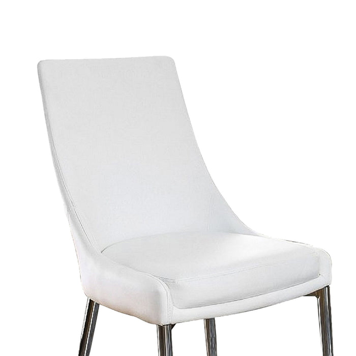 (Set of 2) Leatherette Dining Chairs In Sliver And White