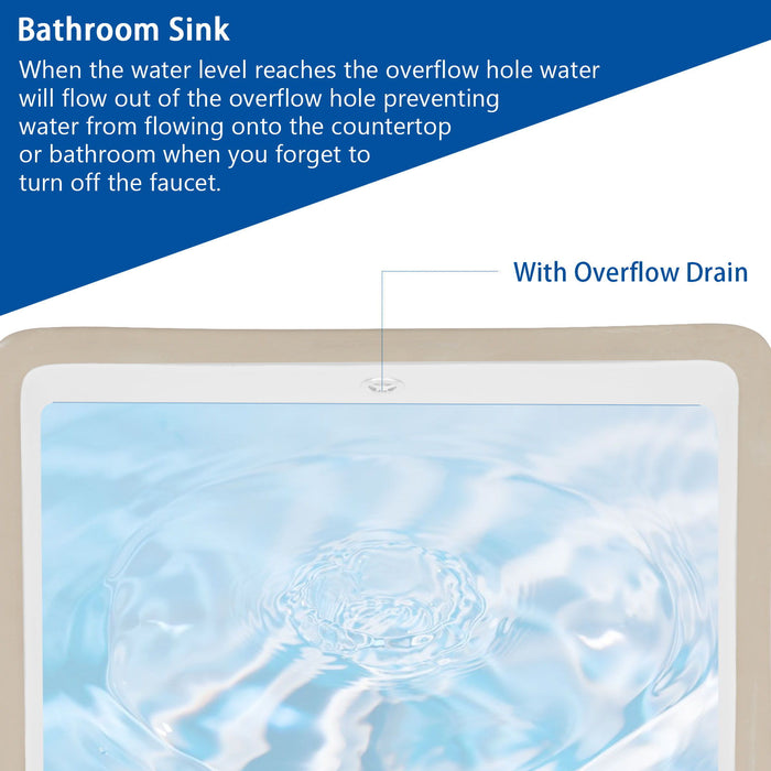 Bathroom Sink Rectangle Deep Bowl Porcelain Ceramic Lavatory Vanity Sink Basin With Overflow