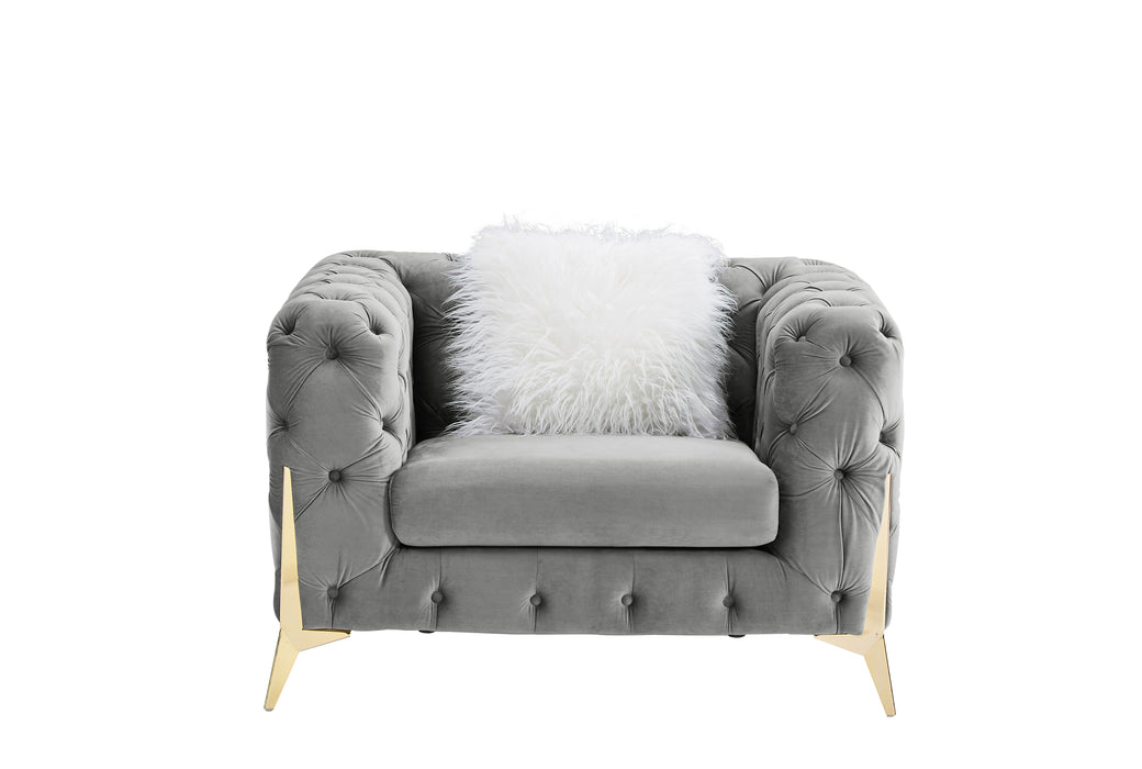 Single Gray Velvet Sofa