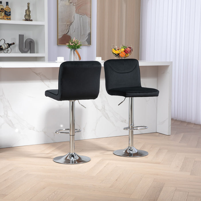 Coolmore Bar Stools, Back And Footrest Counter Height Dining Chairs (Set of 2) - Black