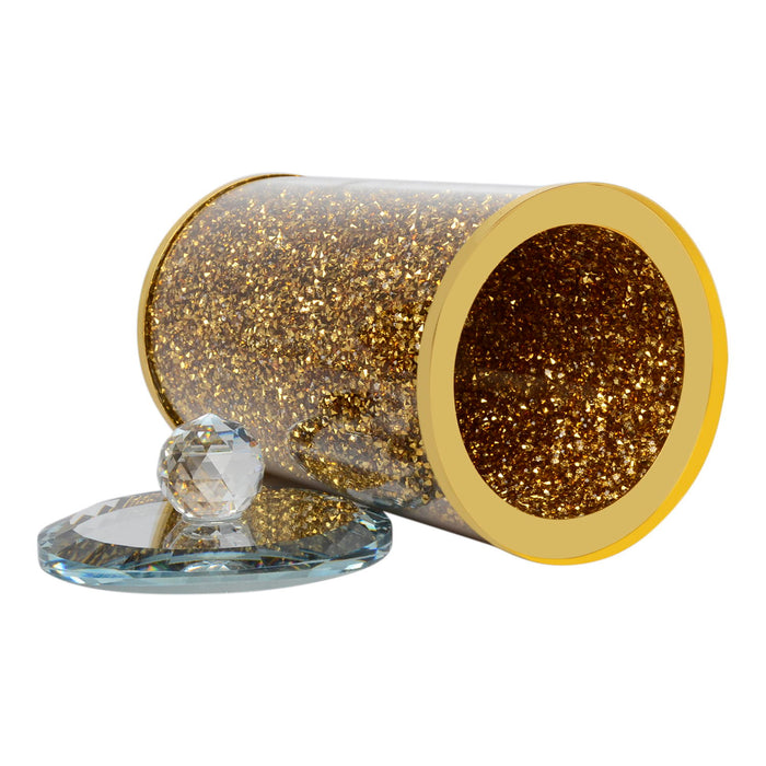 Ambrose Exquisite Glass Canister In Gift Box In Gold