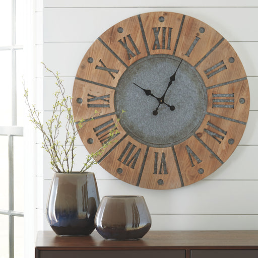 Payson - Antique Gray / Natural - Wall Clock Unique Piece Furniture