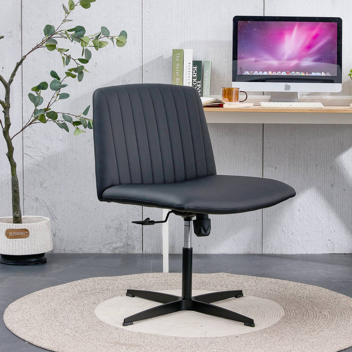 High Grade PU Material. Home Computer Chair Office Chair Adjustable 360 ° Swivel Cushion Chair - Black Foot Swivel Chair Makeup Chair Study Desk Chair - Black