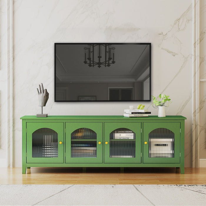 Stylish TV Cabinet, TV Frame, TV Standпјњsolid Wood Frame, Changhong Glass Door, Antique Green, Can Be Placed In The Children'S Room, Bedroom